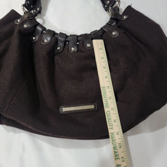 BCBG Maxazria Shoulder Bag Tote Studded Crescent Hobo Double Strap Brown - Picture 8 of 14